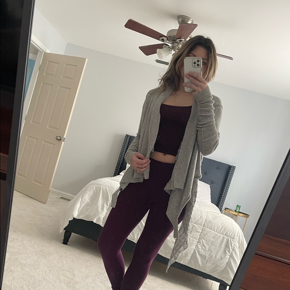 AllSaints gray layered knit sweater cardigan small